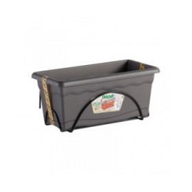 Vaso da Balcone con Piatto Plastiken Antracite polipropilene 50 x 20 cm