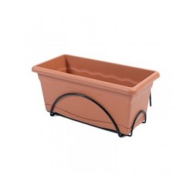 Vaso da Balcone con Piatto Plastiken Terracotta polipropilene 50 x 20 cm