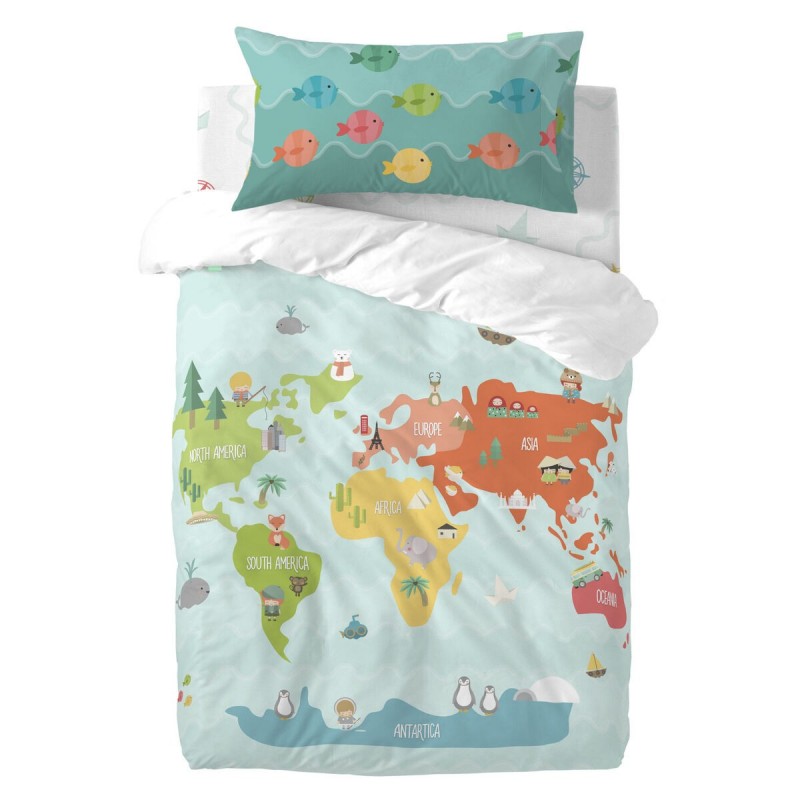 Set di copripiumino HappyFriday Happynois World Map Multicolore Culla Neonato 2 Pezzi