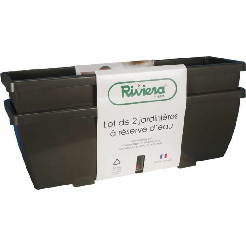 Vaso Riss RIV3580796587765 Grigio Resina Rettangolare (2 Unità)
