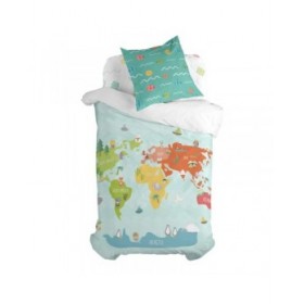 Set di copripiumino HappyFriday Happynois World Map Multicolore Singolo 2 Pezzi