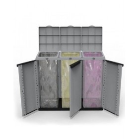Secchio per Raccolta Differenziata Ecoline Nero/Grigio 3 porte (102 x 39 x 88,7 cm)