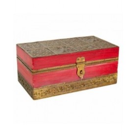 Scatola-Portagioie Alexandra House Living Rosso Ottone Legno di mango Legno MDF 11 x 9 x 20 cm