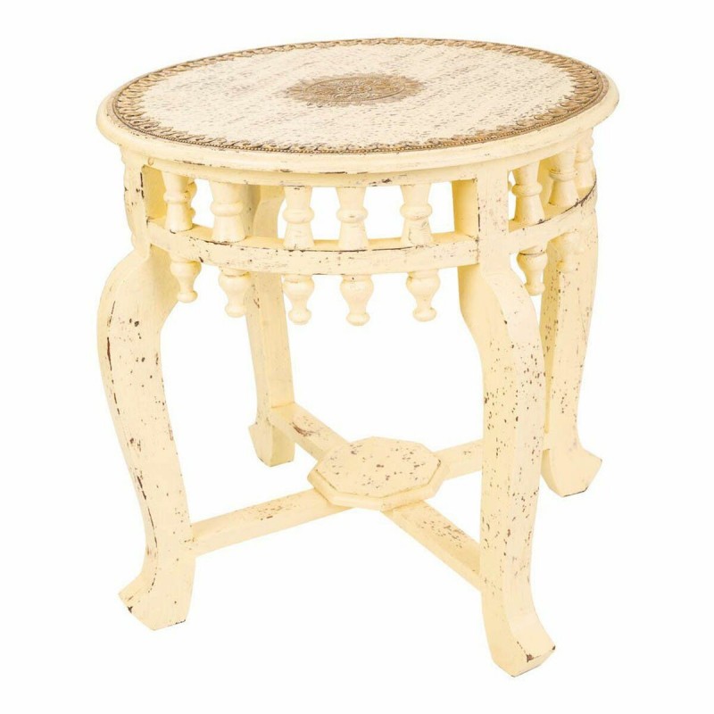 Tavolino da Caffè Alexandra House Living Avorio Ottone Legno di mango Legno MDF 45 x 52 x 45 cm