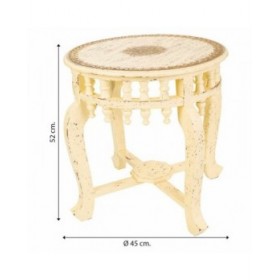 Tavolino da Caffè Alexandra House Living Avorio Ottone Legno di mango Legno MDF 45 x 52 x 45 cm