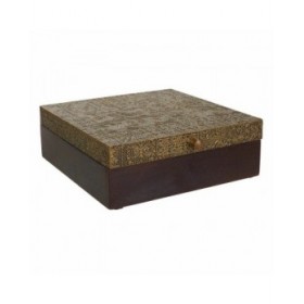Scatola-Portagioie Alexandra House Living Marrone scuro Ottone Legno di mango Legno MDF 20 x 7 x 20 cm