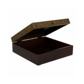 Scatola-Portagioie Alexandra House Living Marrone scuro Ottone Legno di mango Legno MDF 20 x 7 x 20 cm