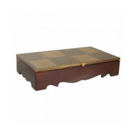 Scatola-Portagioie Alexandra House Living Marrone scuro Ottone Legno di mango Legno MDF 20 x 7 x 33 cm