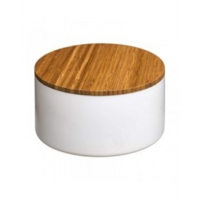 Scatola portaoggetti con coperchio 5five Simply Smart Natureo Bianco Naturale Vetro Bambù ABS ø 13,5 x 7 cm