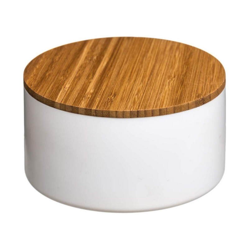Scatola portaoggetti con coperchio 5five Simply Smart Natureo Bianco Naturale Vetro Bambù ABS ø 13,5 x 7 cm
