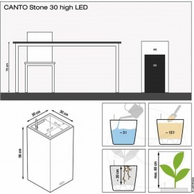 Vaso Autoirrigante Lechuza Bianco 40 x 40 x 56 cm LED