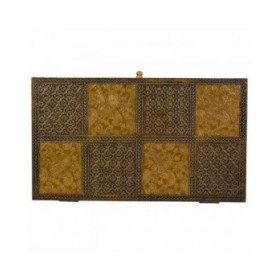 Scatola-Portagioie Alexandra House Living Marrone scuro Ottone Legno di mango Legno MDF 20 x 7 x 33 cm