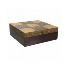 Scatola-Portagioie Alexandra House Living Marrone scuro Ottone Legno di mango Legno MDF 20 x 7 x 20 cm