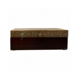 Scatola-Portagioie Alexandra House Living Marrone scuro Ottone Legno di mango Legno MDF 20 x 7 x 20 cm