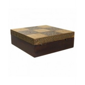 Scatola-Portagioie Alexandra House Living Marrone scuro Ottone Legno di mango Legno MDF 20 x 7 x 20 cm