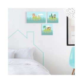 Tela HappyFriday Happynois World map Multicolore 27 x 27 cm