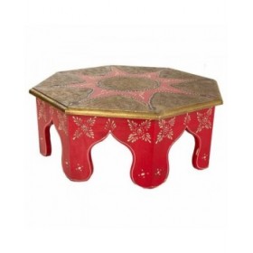 Tavolino da Caffè Alexandra House Living Bianco Rosso Ottone Legno MDF 40 x 15 x 40 cm