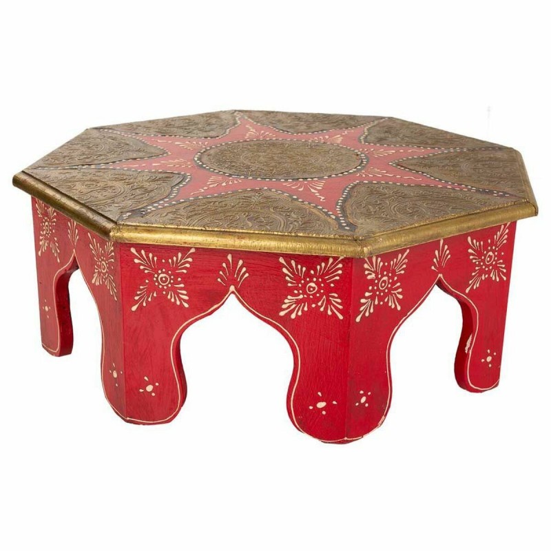 Tavolino da Caffè Alexandra House Living Bianco Rosso Ottone Legno MDF 40 x 15 x 40 cm