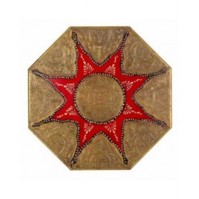 Tavolino da Caffè Alexandra House Living Bianco Rosso Ottone Legno MDF 40 x 15 x 40 cm