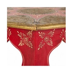 Tavolino da Caffè Alexandra House Living Bianco Rosso Ottone Legno MDF 40 x 15 x 40 cm