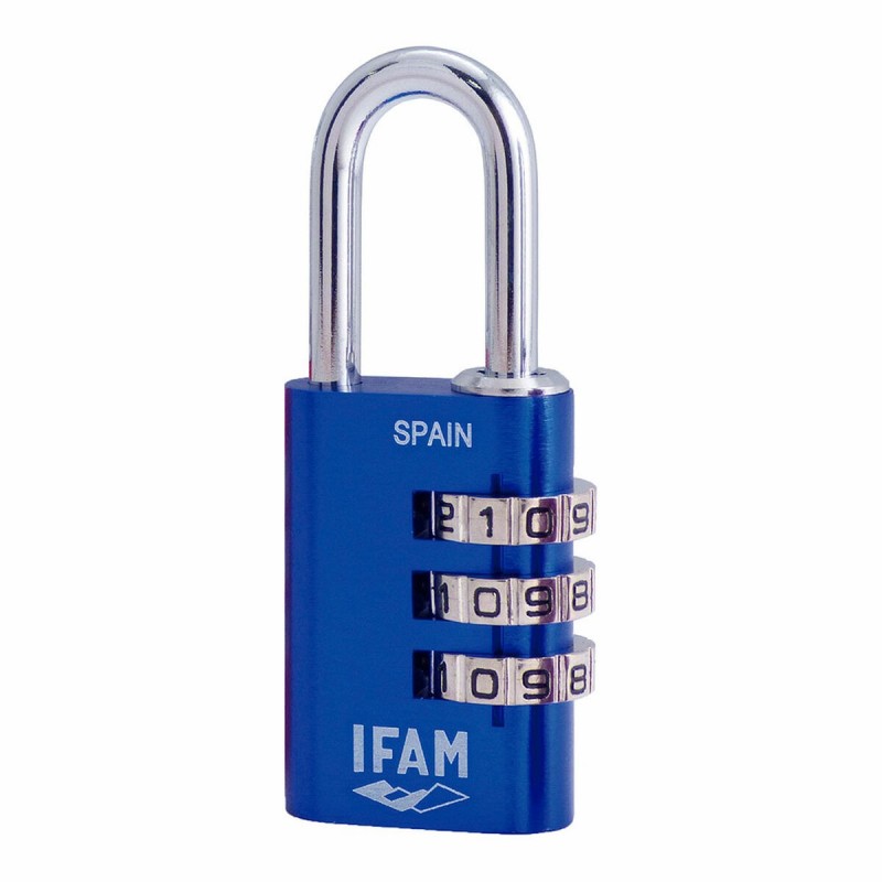 Lucchetto a combinazione IFAM Combi30 Alluminio Azzurro