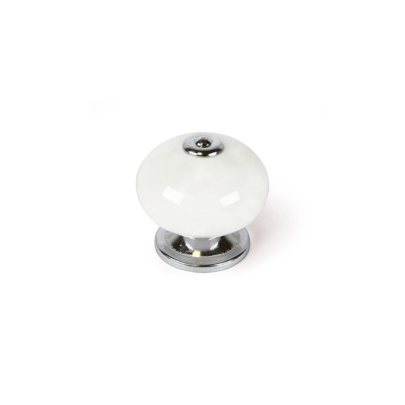 Pomo Rei e517 Bianco Metallo Ø 40 x 36 mm 4 Pezzi