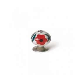 Pomo Rei e500 Rosso Metallo Fiore Ø 40 x 36 mm 4 Pezzi