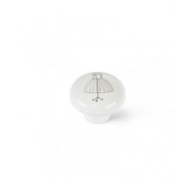 Pomo Rei e817 Bianco Porcellana Illustrato Ø 40 x 32 mm 4 Pezzi