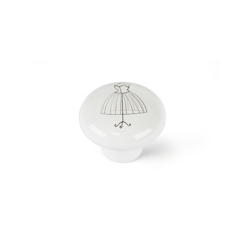 Pomo Rei e817 Bianco Porcellana Illustrato Ø 40 x 32 mm 4 Pezzi