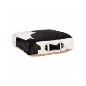 Cuscino Alexandra House Living Bianco Nero Pelle 10 x 48 x 48 cm