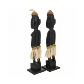 Set di Cifre Alexandra House Living Nero Legno Etnico 12 x 50 x 12 cm 2 Pezzi