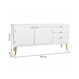 Credenza Alexandra House Living Bianco Dorato Legno MDF 42 x 71 x 145 cm