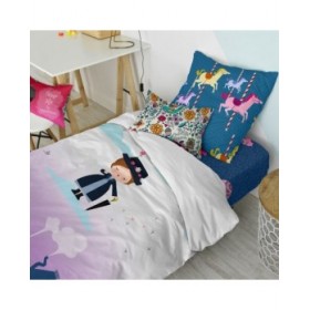 Set di copripiumino HappyFriday Mr Fox Nanny Multicolore Singolo 2 Pezzi