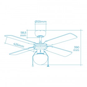 Ventilatore da Soffitto con Luce EDM 33801 Caribe Argentato 50 W