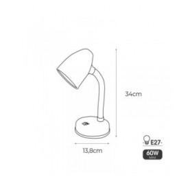 Lampada da scrivania EDM 30257 Amsterdam Bianco Metallo 60 W 13 x 34 cm E27 Flexo/Lampada da scrivania (1 Unità)