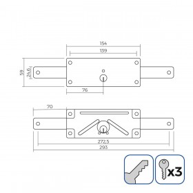 Serratura EDM 85260 Acciaio 154 x 59 mm Persiana Insaccare