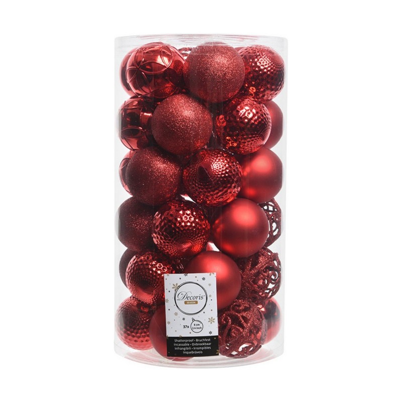 Palle di Natale Decoris 37 Pezzi Rosso Ø 6 cm