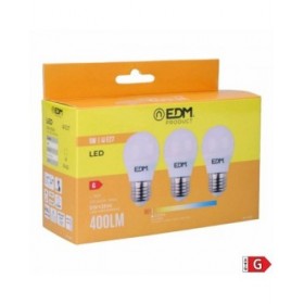 Confezione da 3 lampadine LED EDM 98201 G 35 W 5 W 50 W E27 3200 Lm Ø 4,5 x 8 cm (3200 K)