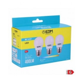 Confezione da 3 lampadine LED EDM 98203 G 35 W 5 W 50 W E27 400 lm Ø 4,5 x 8 cm (6400 K)