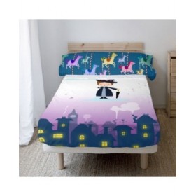 Set di Lenzuola HappyFriday Mr Fox Nanny Multicolore Singolo 2 Pezzi