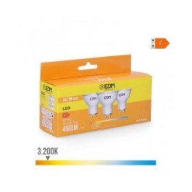 Confezione da 3 lampadine LED EDM 98208 F 5 W 45 W GU10 450 lm Ø 5 x 5,5 cm (3200 K)