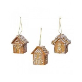 Decorazione Natalizia Albero di Natale Poliresina Ø 7 cm Zenzero Casetta