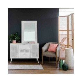 Credenza Alexandra House Living Bianco Argentato Bambù Legno MDF 40 x 81 x 120 cm