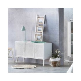 Credenza Alexandra House Living Bianco Argentato Bambù Legno MDF 41 x 71 x 120 cm