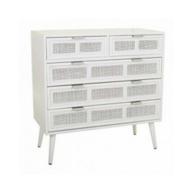 Cassettiera Alexandra House Living Bianco Bambù Legno MDF 39 x 81 x 80 cm
