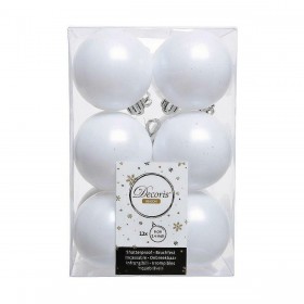 Palle di Natale Decoris 12 Unità Bianco Plastica Ø 6 cm