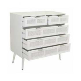 Cassettiera Alexandra House Living Bianco Bambù Legno MDF 39 x 81 x 80 cm