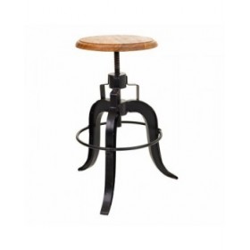 Sgabello Alexandra House Living Marrone Nero Ferro Legno di mango 48 x 54 x 48 cm