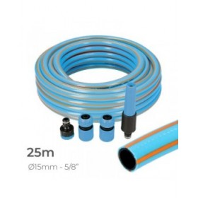Set di Tubi flessibili con accessori EDM 74108 PVC 5/8" 20 mm x 25 m Azzurro (25 m)