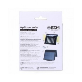 Applique da Parete EDM 31847 Nero 2 W 220 lm Sensore di Movimento Solare (6500 K)